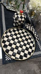 Damalı Desen El Boyaması Tepsi