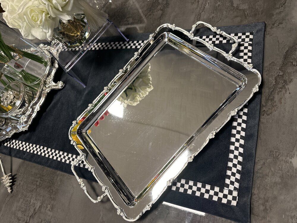 Gül Bordürlü Çay Tepsisi