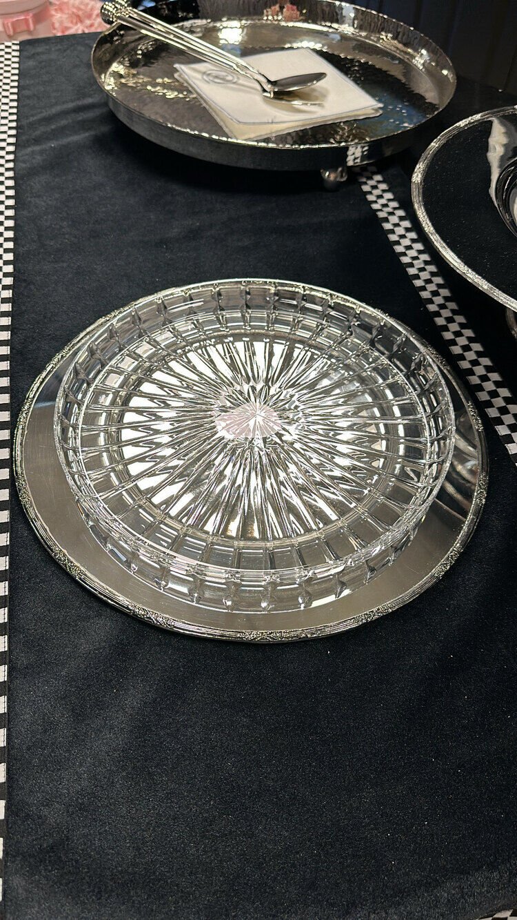 Gümüş Kaplama Pasta Standı Seti