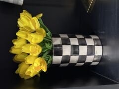 damalı el boyama vazo