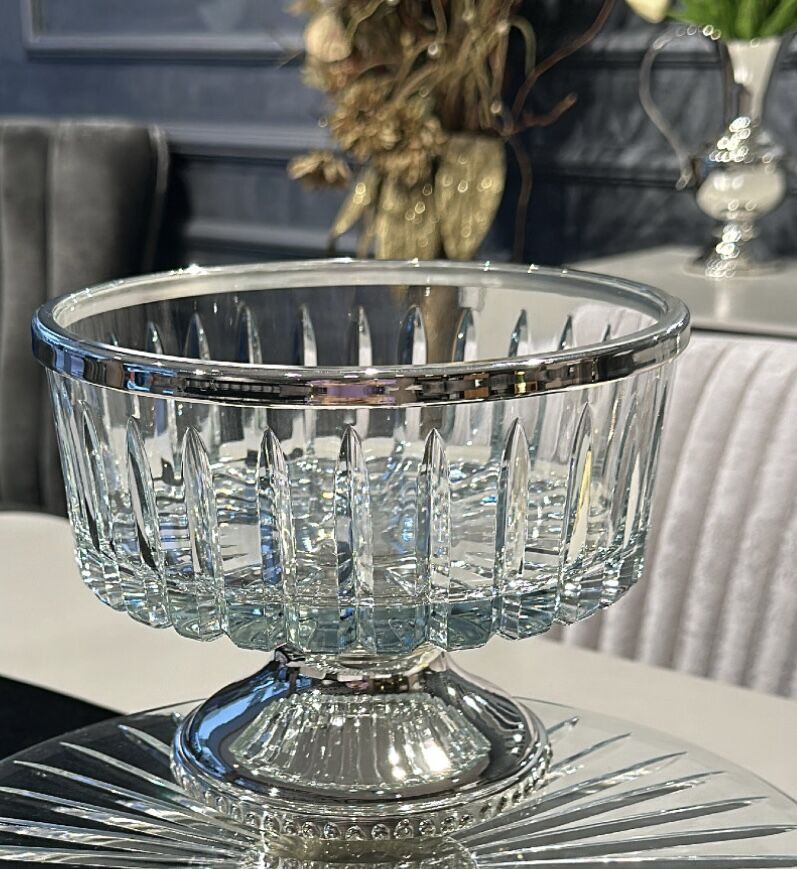 gümüş kaplama kristal sunum kasesi